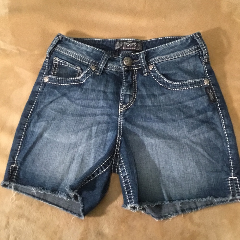 Silver Dark Blue Jean Shorts